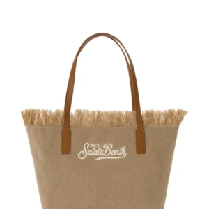 City Medium Bag Beige Canvas Fringes