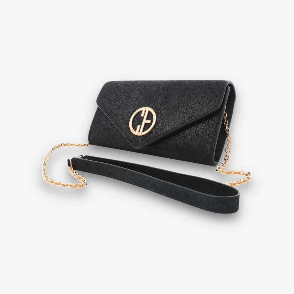 Малка дамска чанта - crossbody - Black Pony кожа - Gold | COLDFIRE