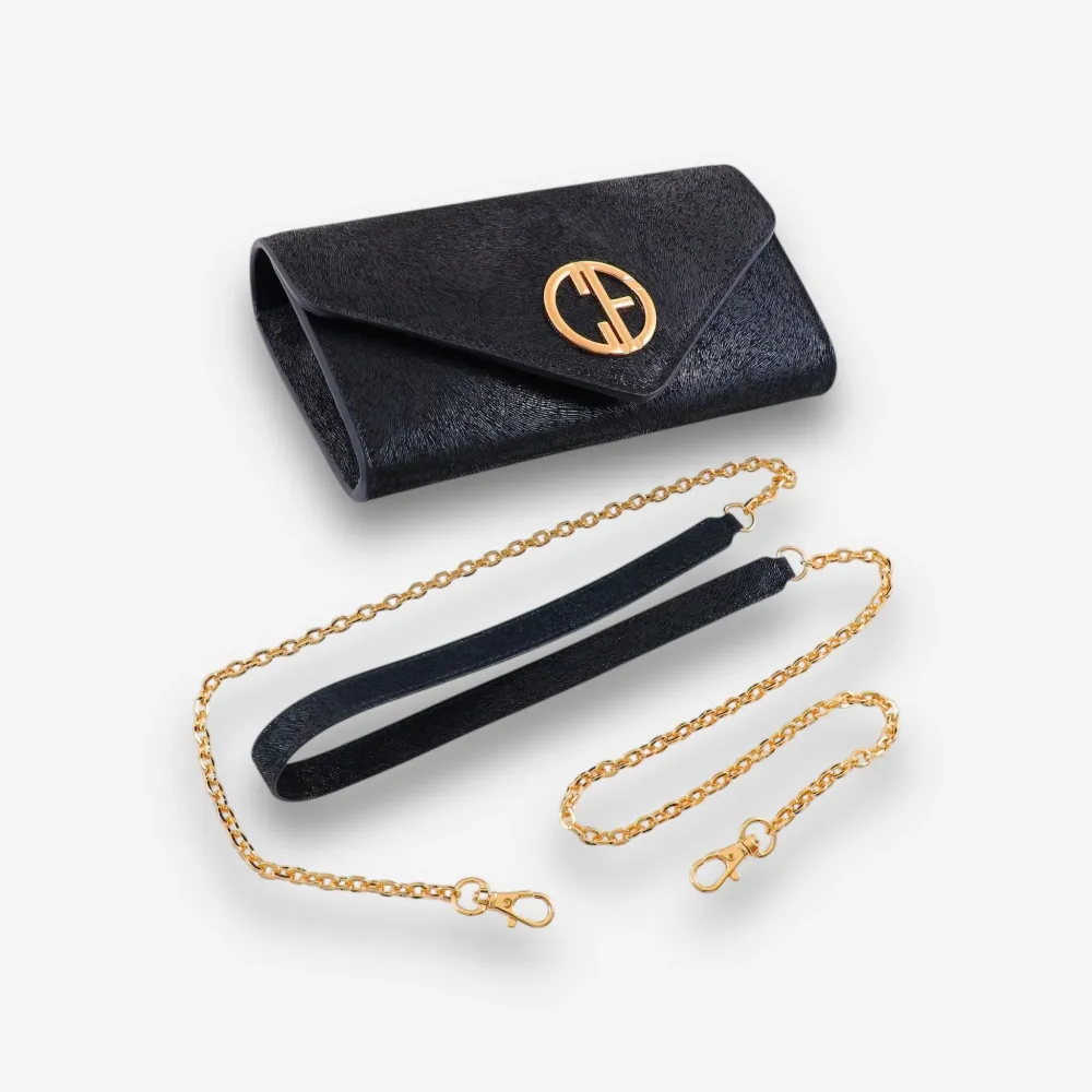 Малка дамска чанта - crossbody - Black Pony кожа - Gold | COLDFIRE