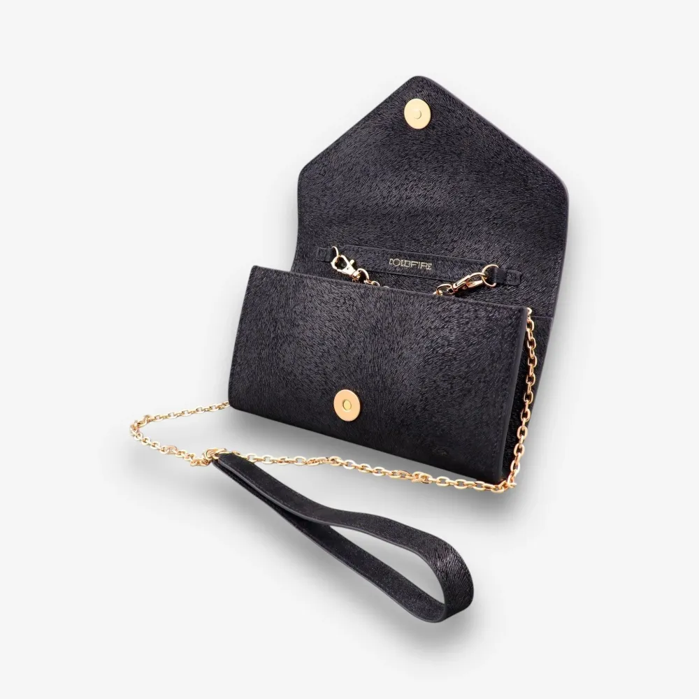 Малка дамска чанта - crossbody - Black Pony кожа - Gold | COLDFIRE