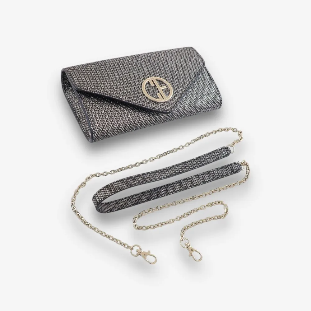 Малка дамска чанта - crossbody - кожа Graphite - Silver | COLDFIRE