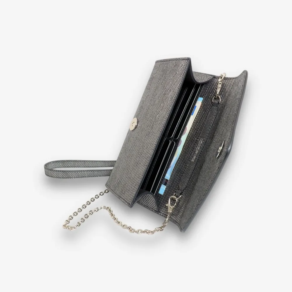 Малка дамска чанта - crossbody - кожа Graphite - Silver | COLDFIRE