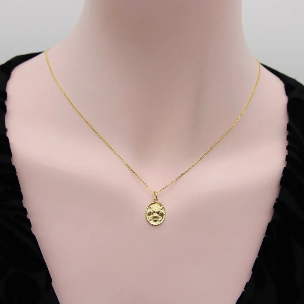 Cute-As--Button - Висулка с лъвска глава от 14K злато и рубини