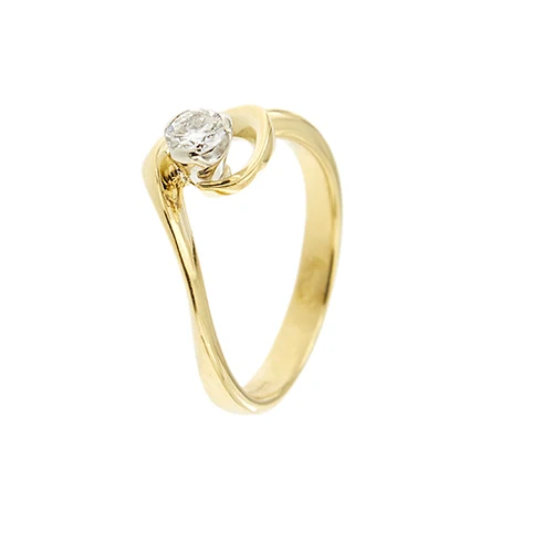Damiani - Пръстен Солитер от 18-каратово жълто злато с диамант 0,24 ct