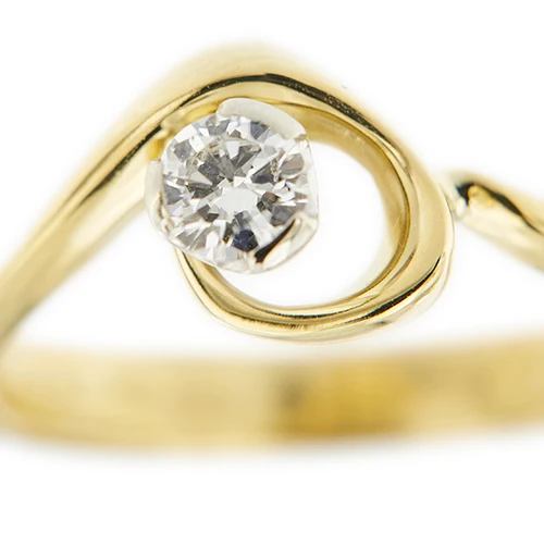 Damiani - Пръстен Солитер от 18-каратово жълто злато с диамант 0,24 ct