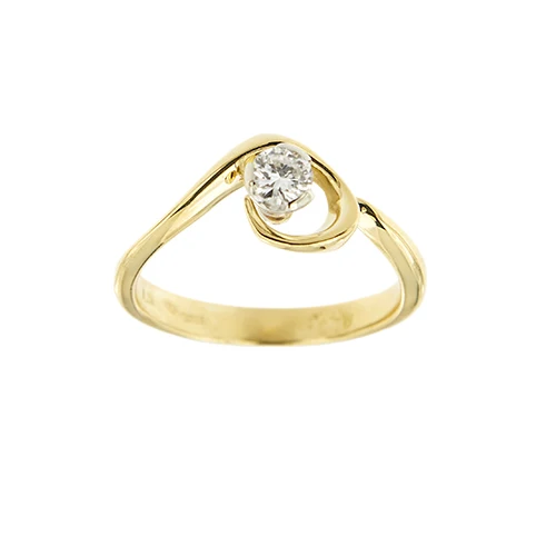 Damiani - Пръстен Солитер от 18-каратово жълто злато с диамант 0,24 ct