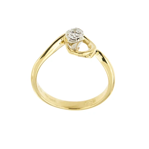 Damiani - Пръстен Солитер от 18-каратово жълто злато с диамант 0,24 ct