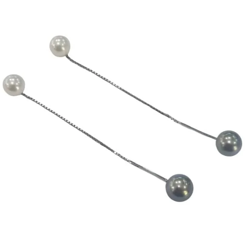 Damiani - Обици с черни и бели култивирани перли от 18-каратово бяло злато