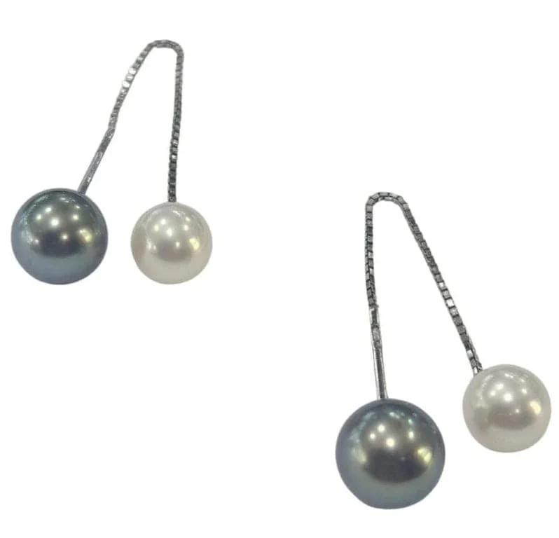 Damiani - Обици с черни и бели култивирани перли от 18-каратово бяло злато