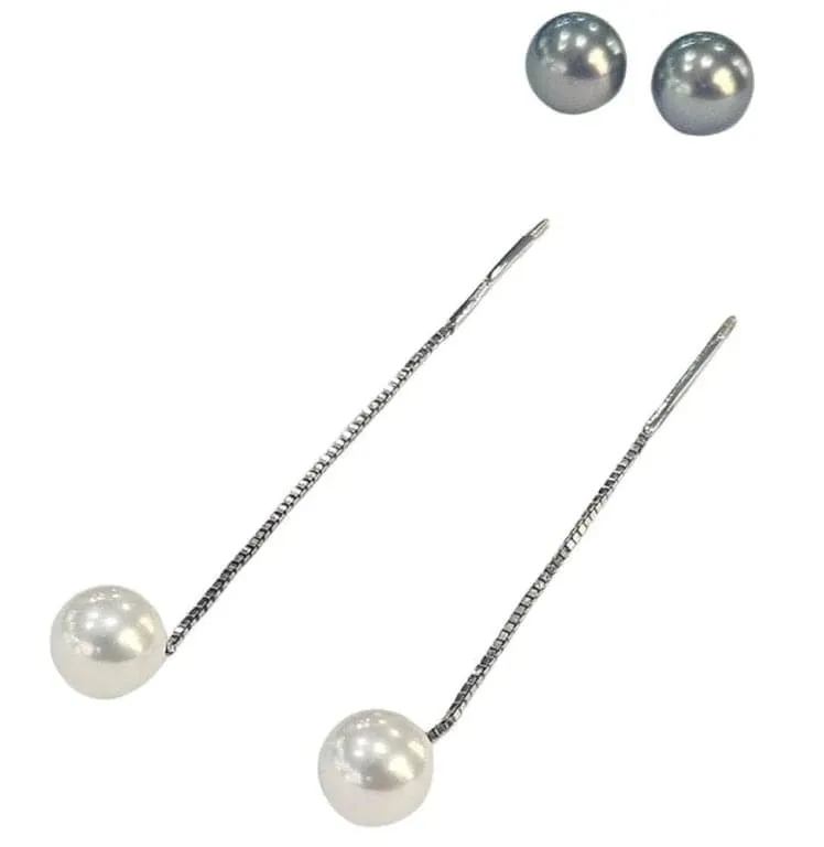 Damiani - Обици с черни и бели култивирани перли от 18-каратово бяло злато