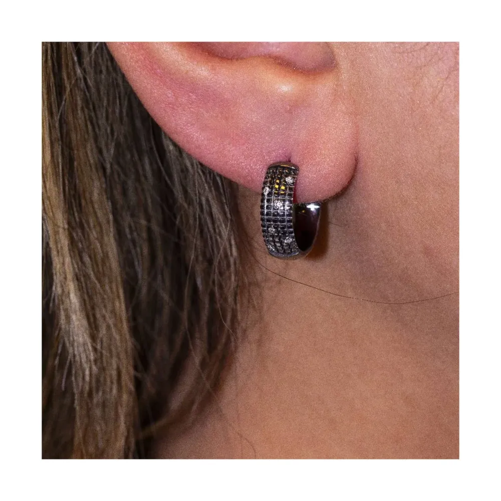 Damiani - Клипси обеци от бяло родирано злато с черно покритие и диаманти