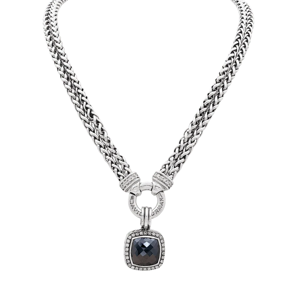 Колие David Yurman, „Великият Албион“, Сребро, хематит, диаманти.