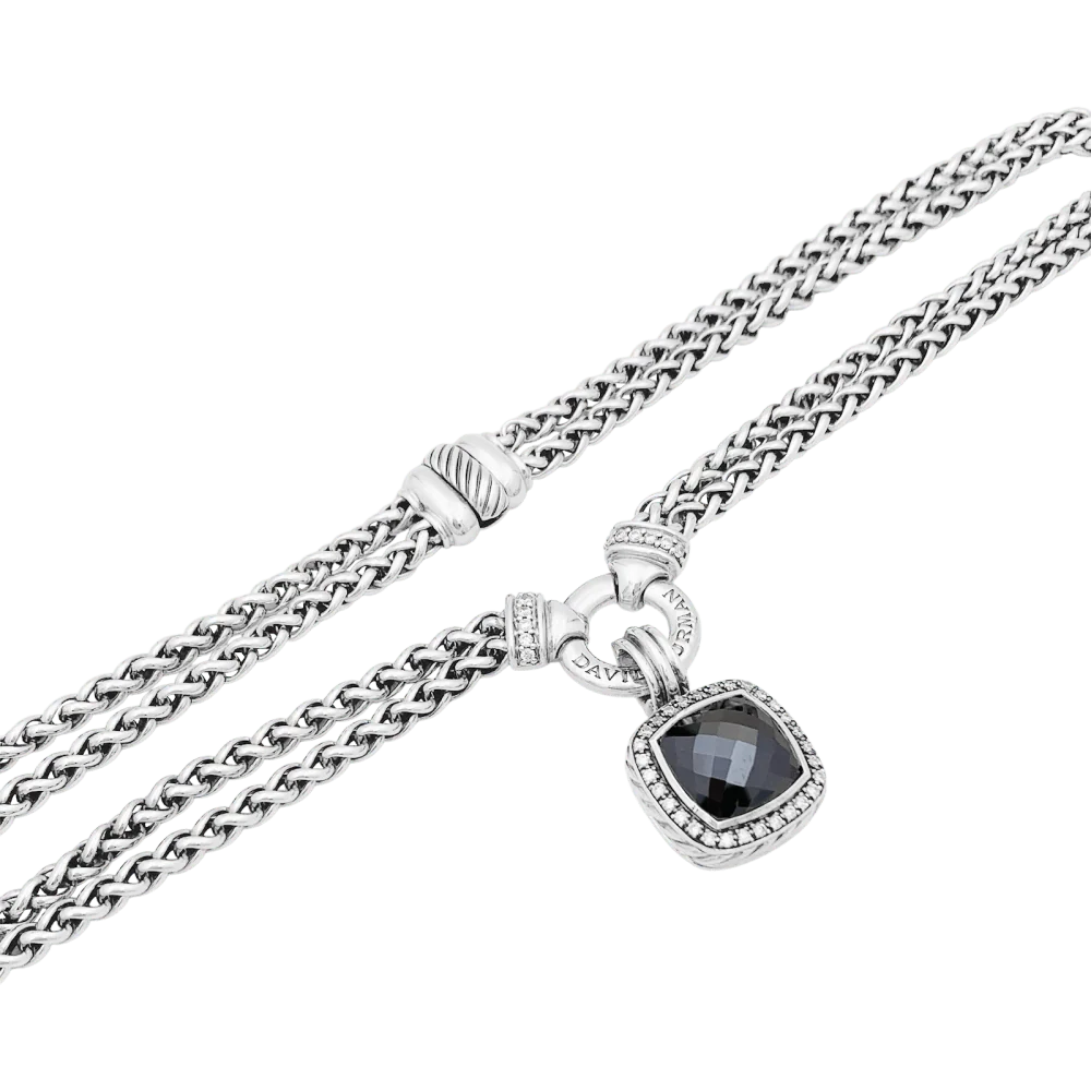 Колие David Yurman, „Великият Албион“, Сребро, хематит, диаманти.