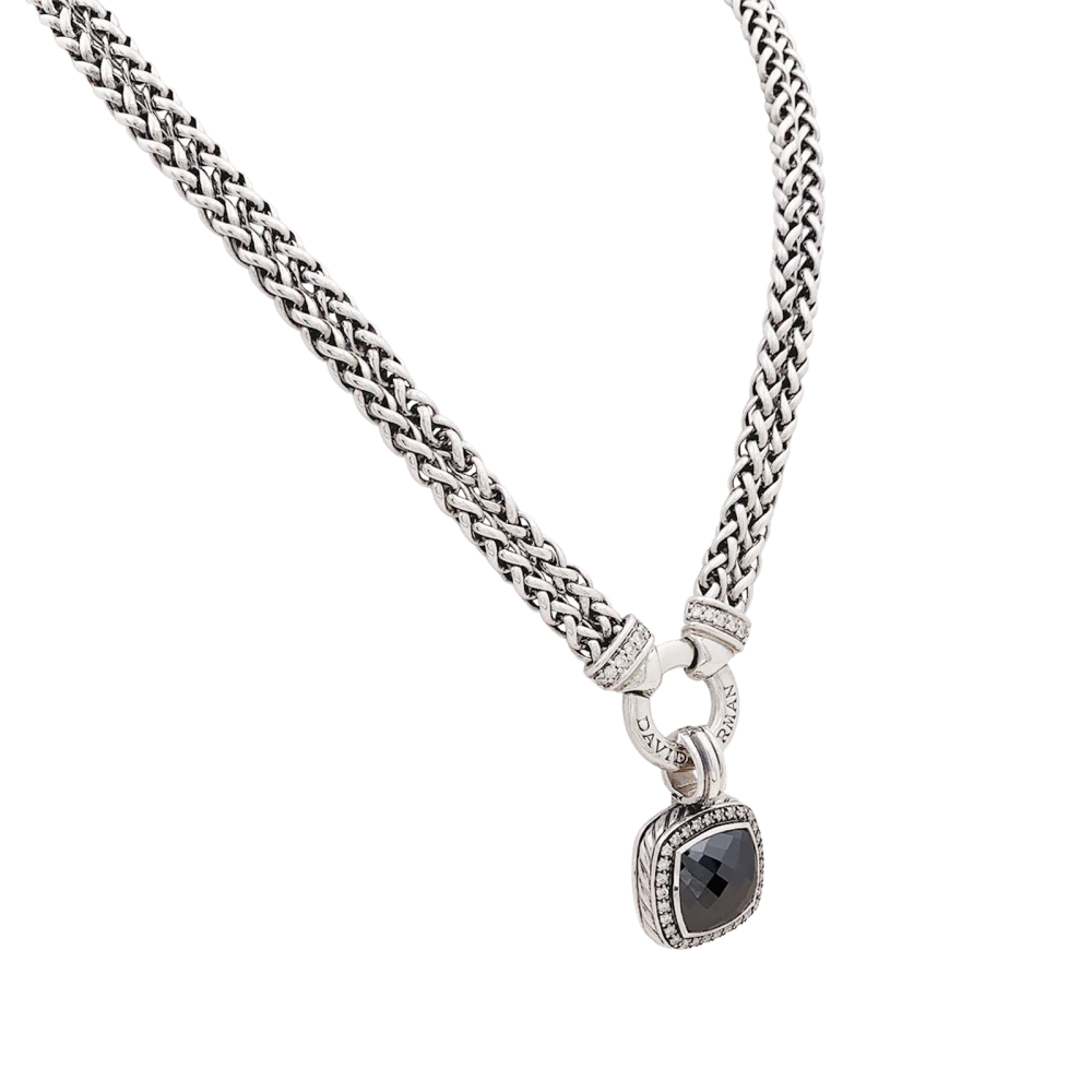 Колие David Yurman, „Великият Албион“, Сребро, хематит, диаманти.