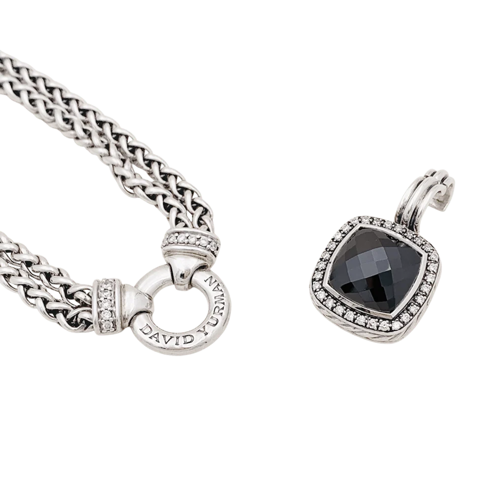 Колие David Yurman, „Великият Албион“, Сребро, хематит, диаманти.