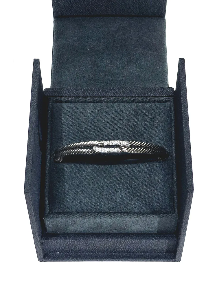 David Yurman - Артикулирана гривна от Сребро и диаманти с брилянтова шлифовка