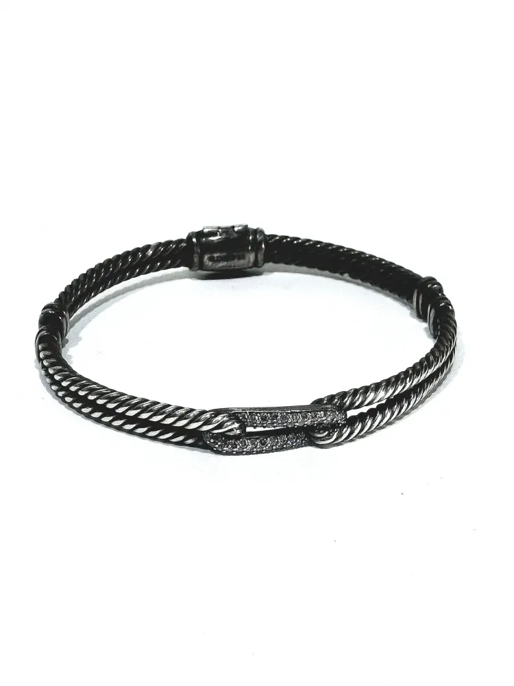 David Yurman - Артикулирана гривна от Сребро и диаманти с брилянтова шлифовка