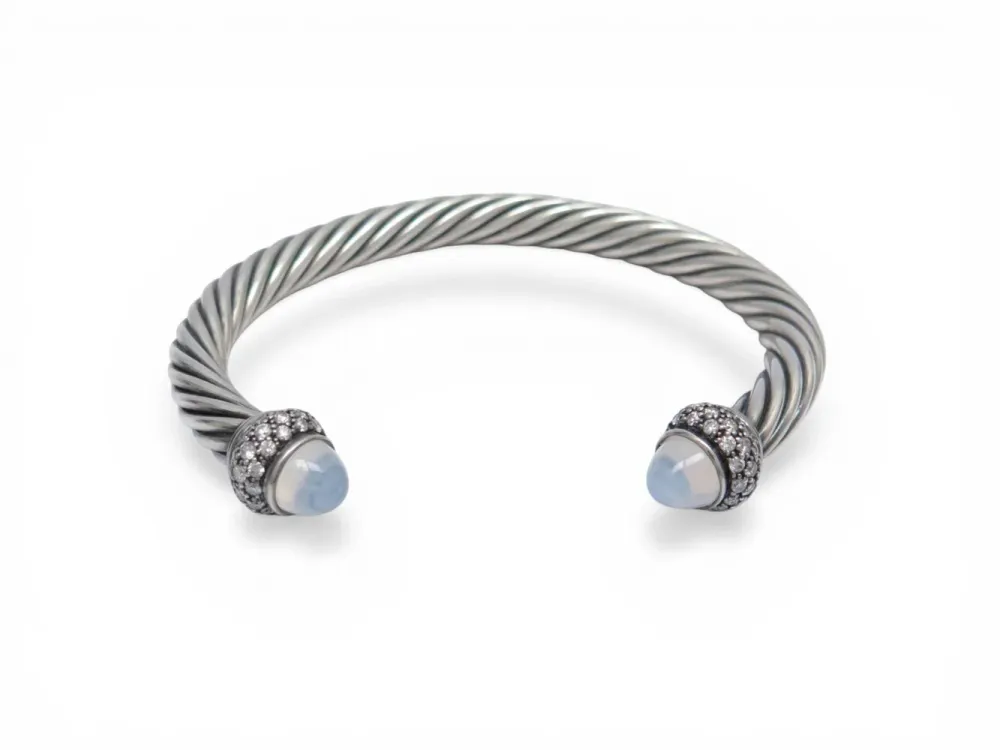 David Yurman Cable Classic - Гривна от Сребро проба 925 с халцедон и диаманти