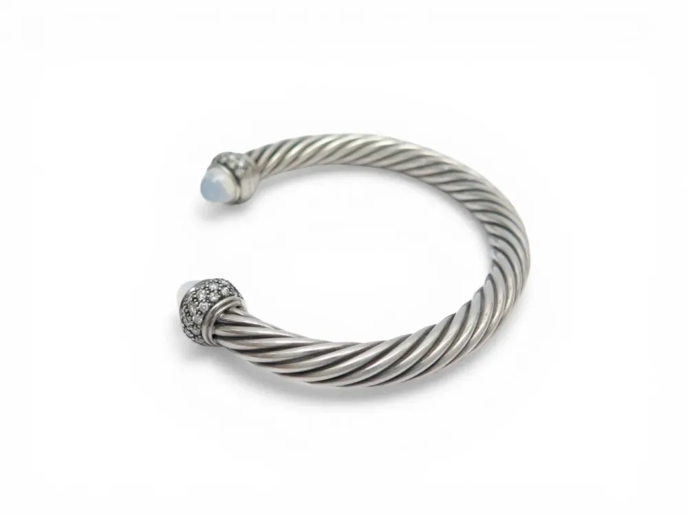 David Yurman Cable Classic - Гривна от Сребро проба 925 с халцедон и диаманти