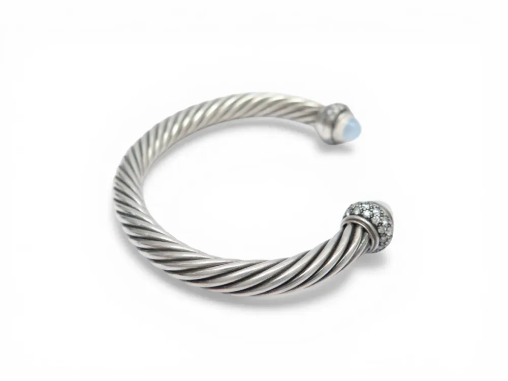 David Yurman Cable Classic - Гривна от Сребро проба 925 с халцедон и диаманти