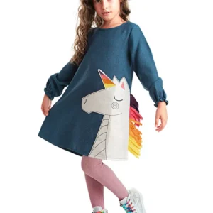 Детска рокля с апликация Еднорог, Denokids