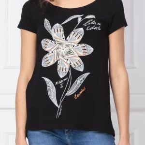 DESIGUAL Дамска лятна тениска, черна с щампа