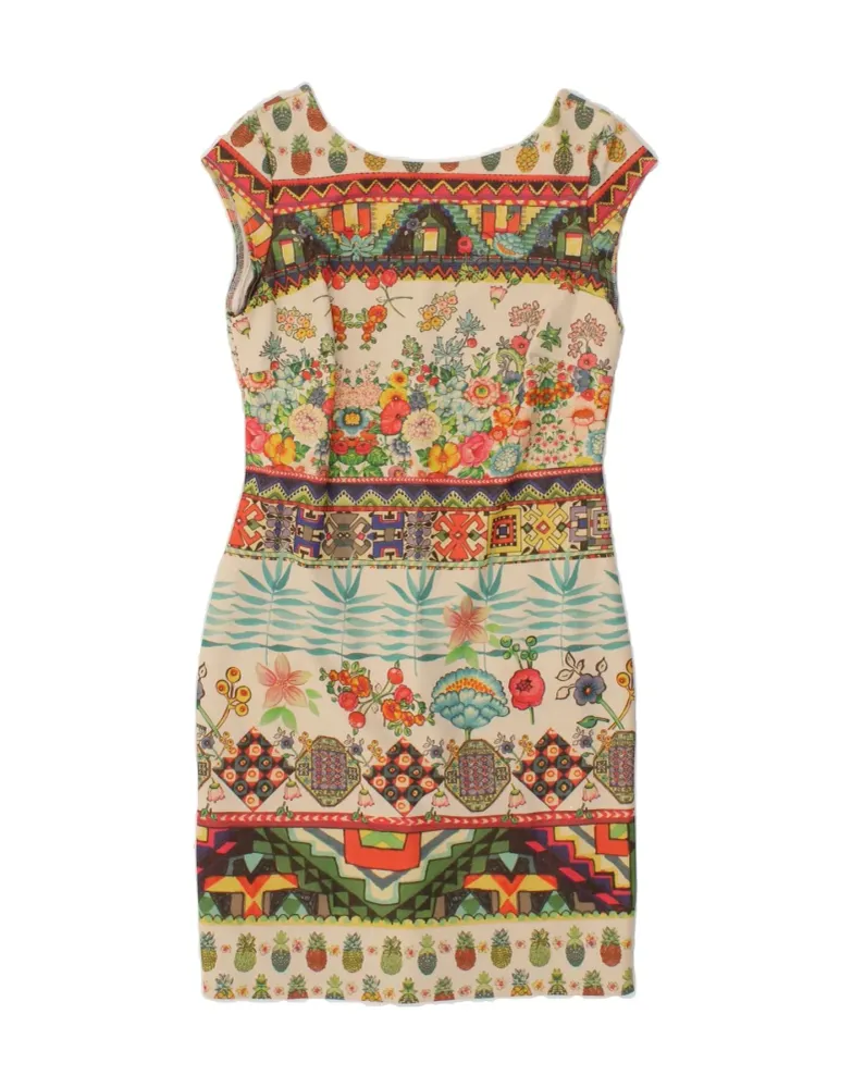 Desigual Дамска памучна къса рокля, бяла с щампа