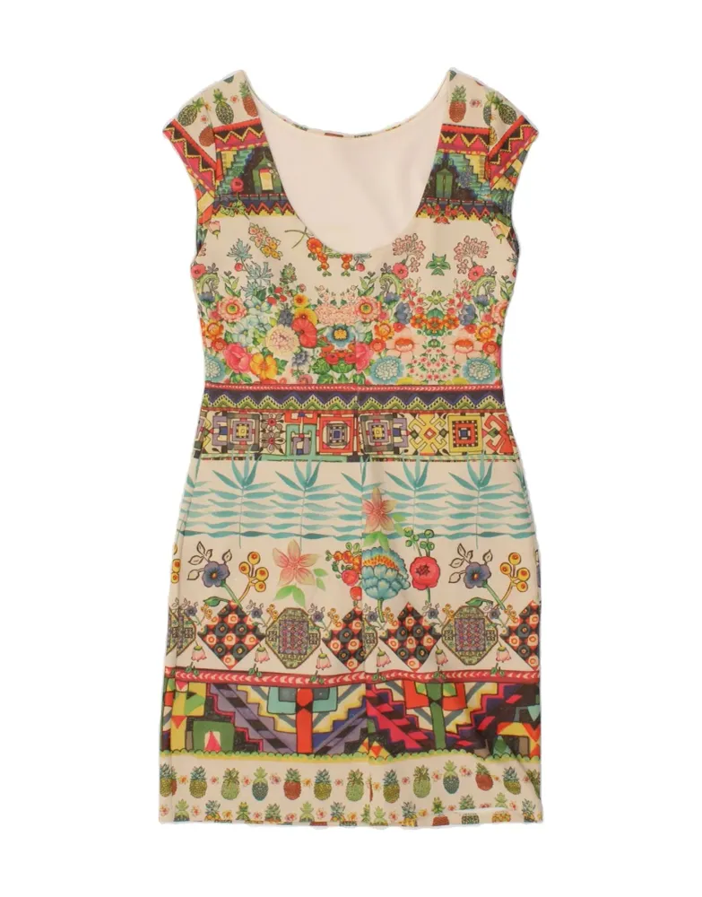 Desigual Дамска памучна къса рокля, бяла с щампа