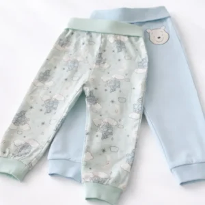 Disney Baby 2 бр. Детски памучни панталони, син и зелен с щампа