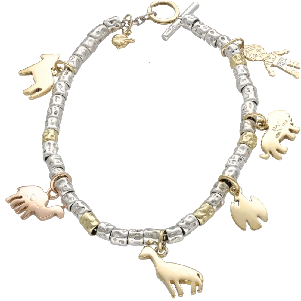 Гривна DoDo 7 висулки – 18k бяло злато & Сребро – 18 см