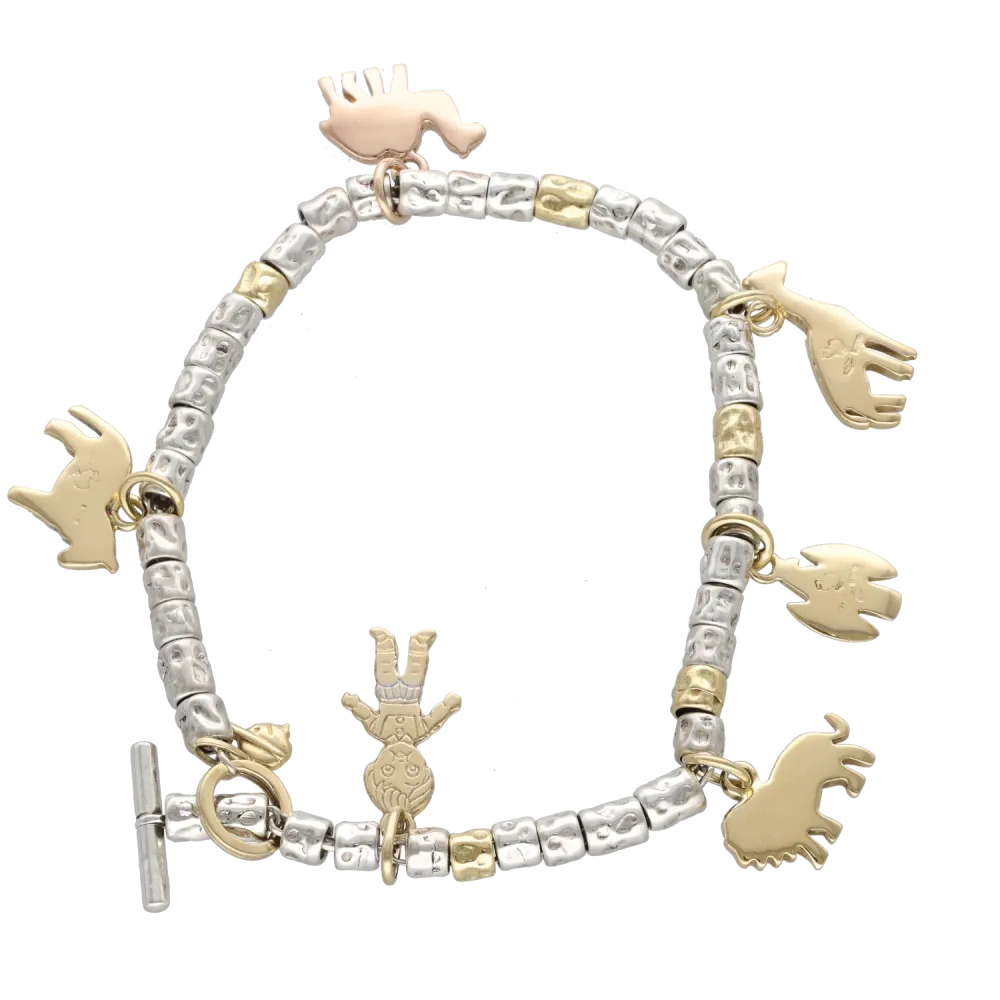 Гривна DoDo 7 висулки – 18k бяло злато & Сребро – 18 см