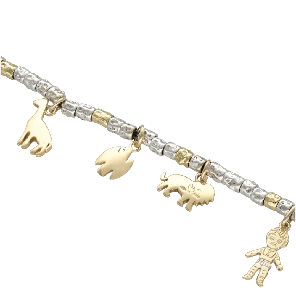 Гривна DoDo 7 висулки – 18k бяло злато & Сребро – 18 см