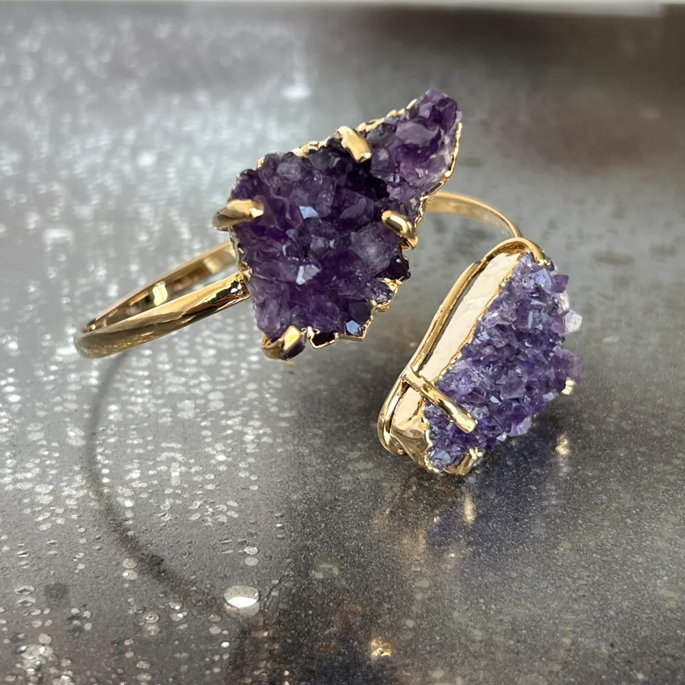 Регулируема гривна, издухана със златен аметист druzy Бразилия модел 2
