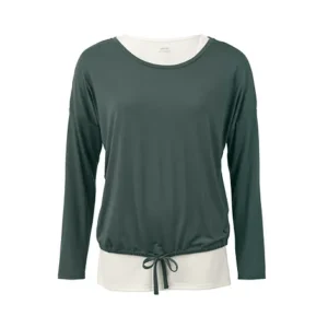 Спортна дамска тениска DryActive Plus 2 в 1, зелена и бяла