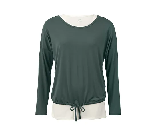Спортна дамска тениска DryActive Plus 2 в 1, зелена и бяла