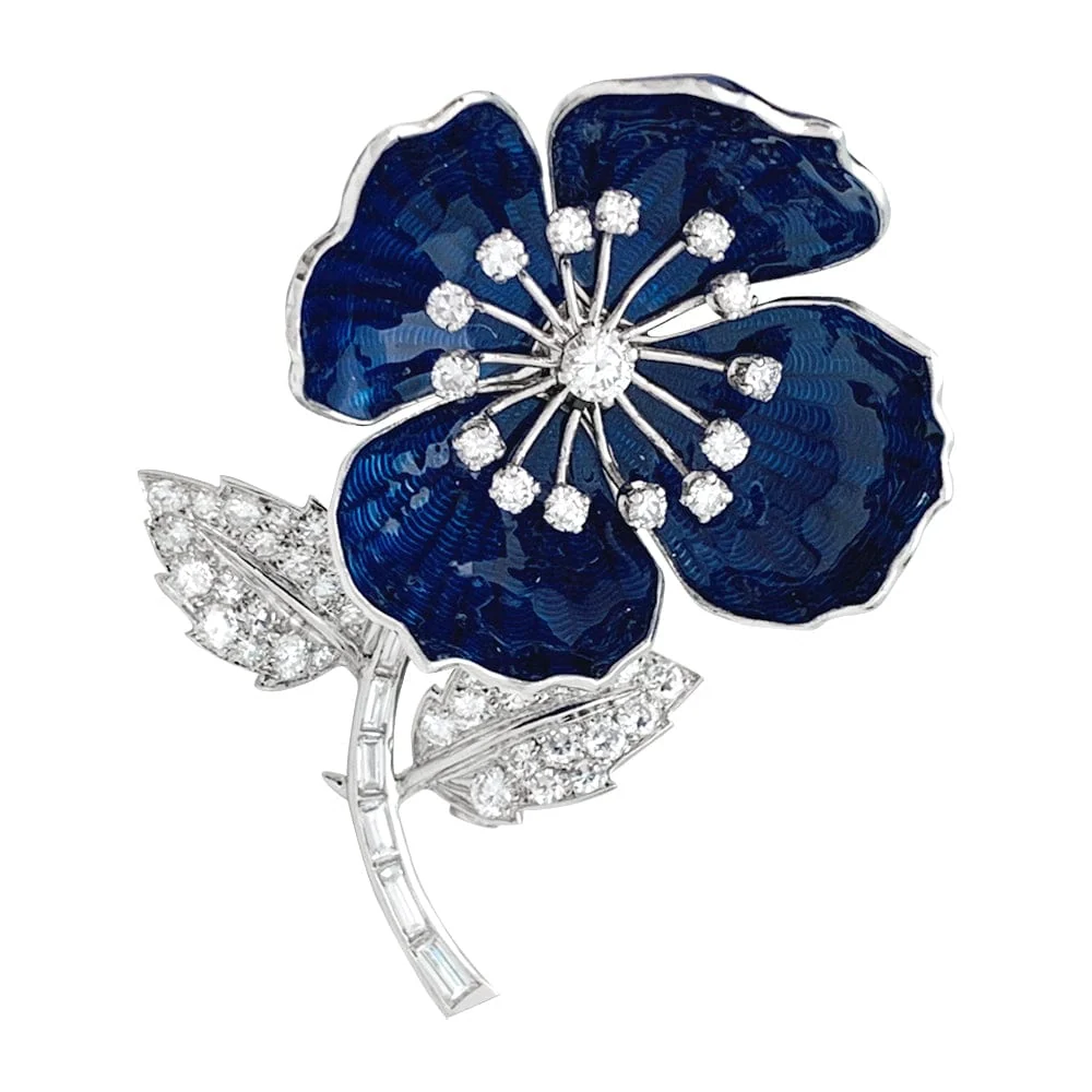 Брошка "Eglantine". Boucheron в злато и Платина, емайл и диаманти.