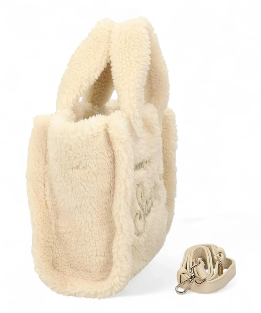 Faux Fur Mini Teddy Vanity Bag Logo
