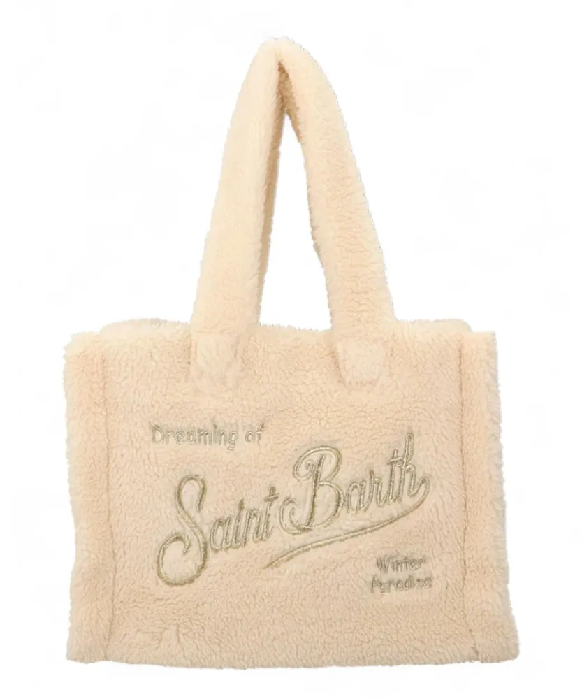 Faux Fur Mini Teddy Vanity Bag Logo