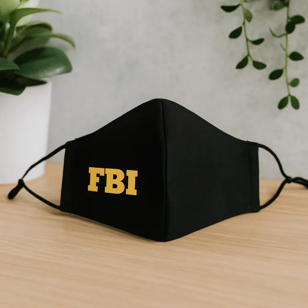 Платнена маска за лице за възрастни с дизайн FBI и джоб за филтър