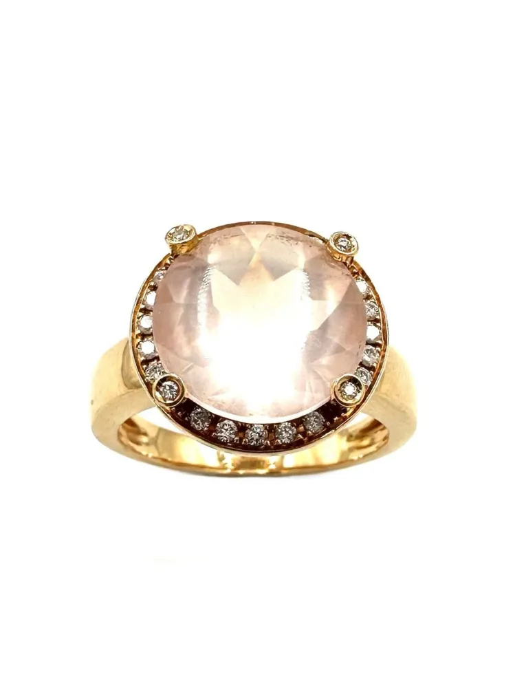 ПОАРЕ. Колекция "Filles Antik", пръстен от розово злато 18K, розов кварц и диаманти