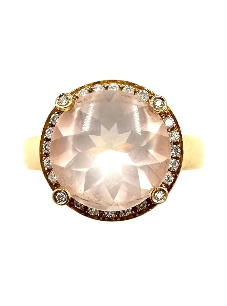 ПОАРЕ. Колекция "Filles Antik", пръстен от розово злато 18K, розов кварц и диаманти