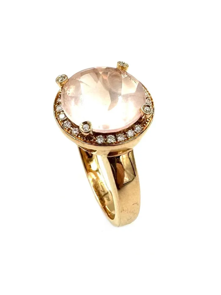 ПОАРЕ. Колекция "Filles Antik", пръстен от розово злато 18K, розов кварц и диаманти