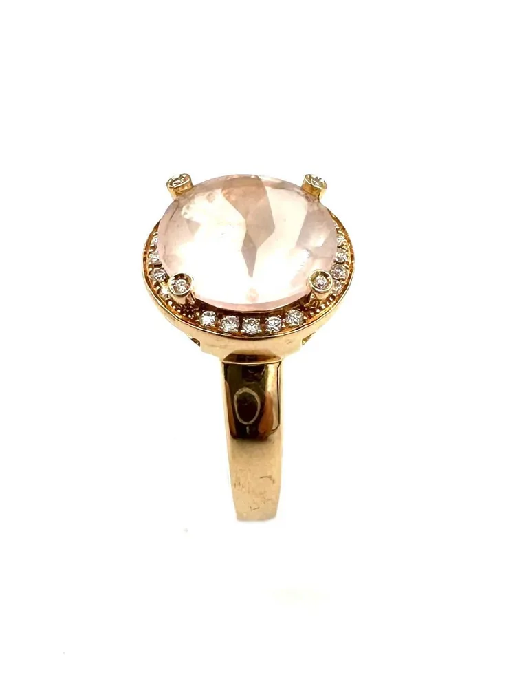 ПОАРЕ. Колекция "Filles Antik", пръстен от розово злато 18K, розов кварц и диаманти