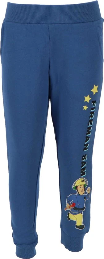 Детски еластичен спортен панталон, тъмно син с щампа Fireman Sam