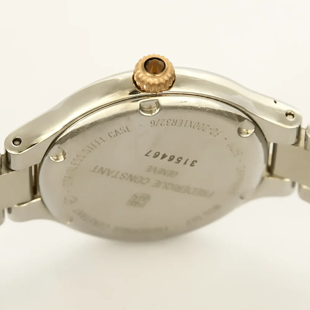 Frédérique Constant - Стоманена каишка за часовник с розовозлатно покритие, с кръгъл корпус и кварцов механизъм