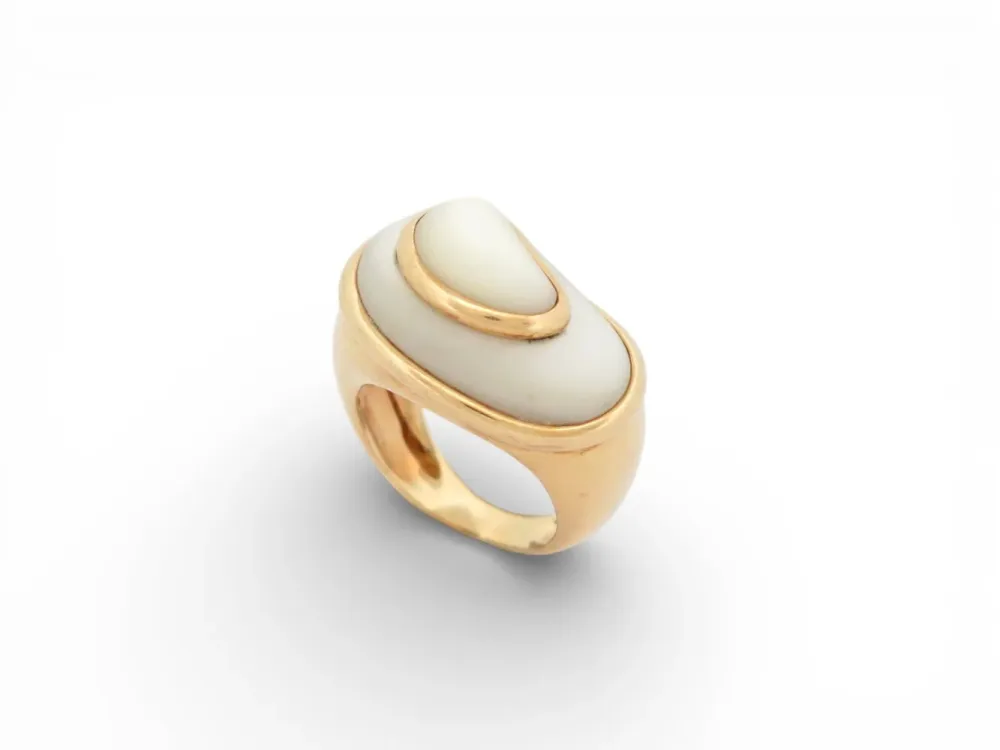 винтидж пръстен FRED облак 52 от седеф и жълто злато 18k mother pl