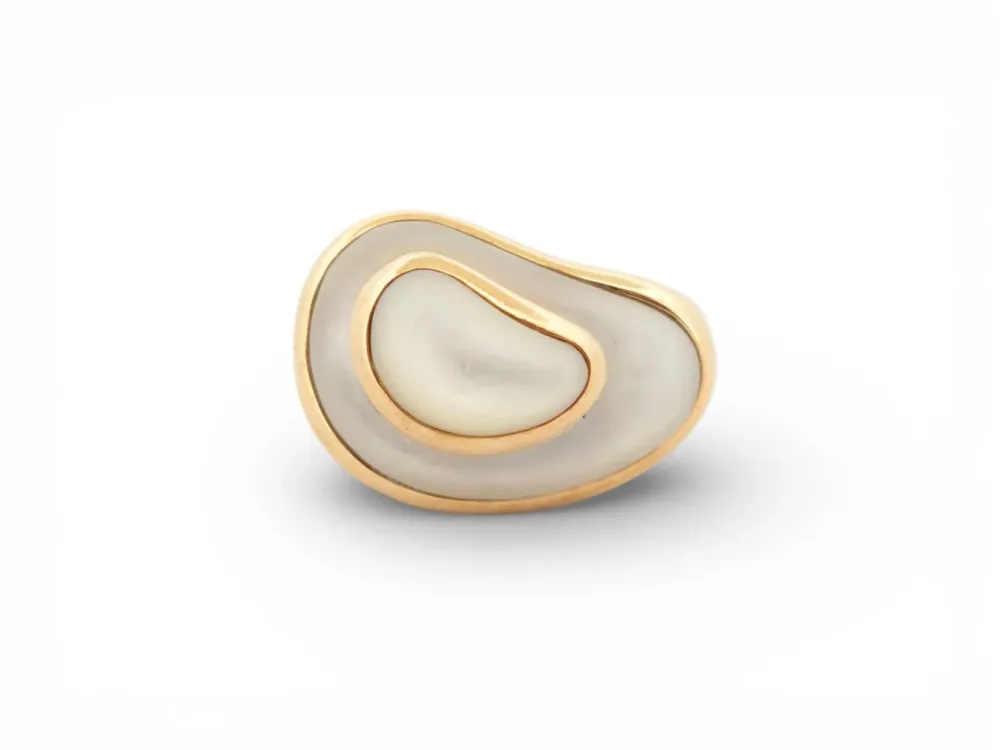винтидж пръстен FRED облак 52 от седеф и жълто злато 18k mother pl