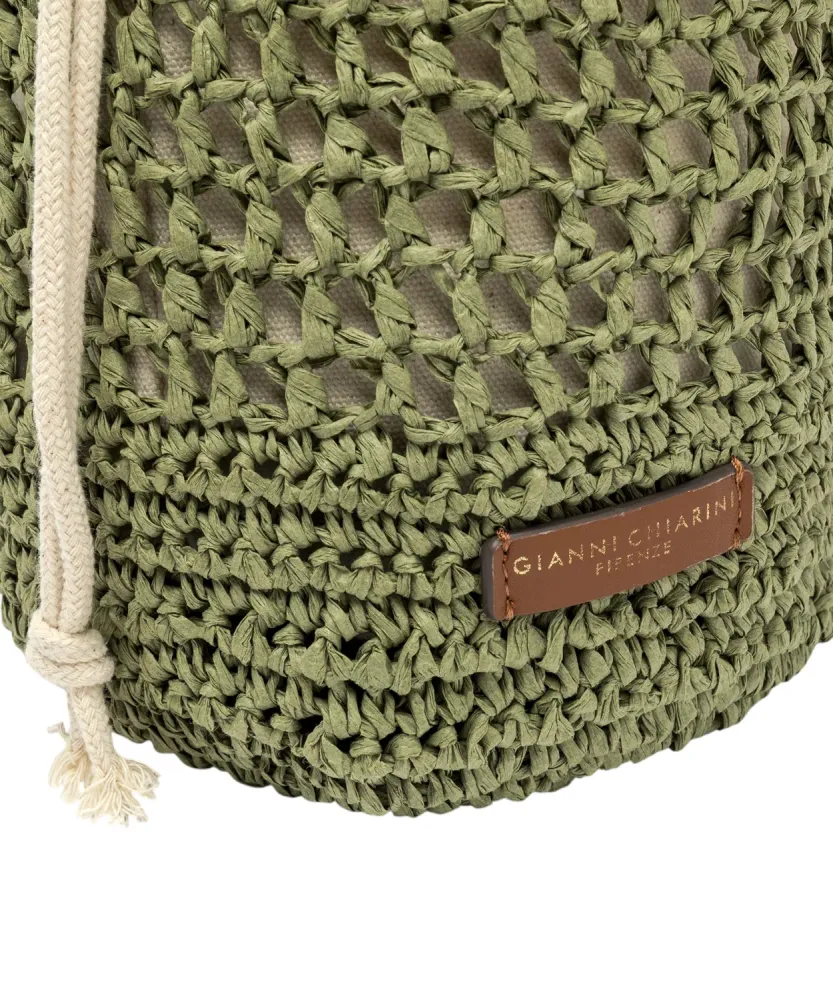 Gianni Chiarini Nefeli Crochet Straw Bucket Bag