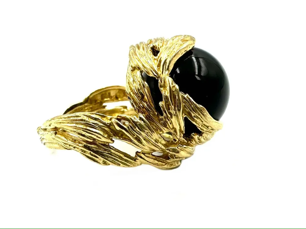 GILBERT ALBERT. Пръстен от 18K жълто злато със сменяеми мъниста