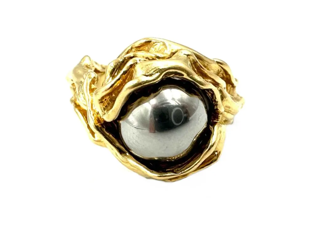 GILBERT ALBERT. Пръстен от 18K жълто злато със сменяеми мъниста
